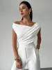 Asymmetrical Ruched Short Sleeve Top sold by Charming Charlie