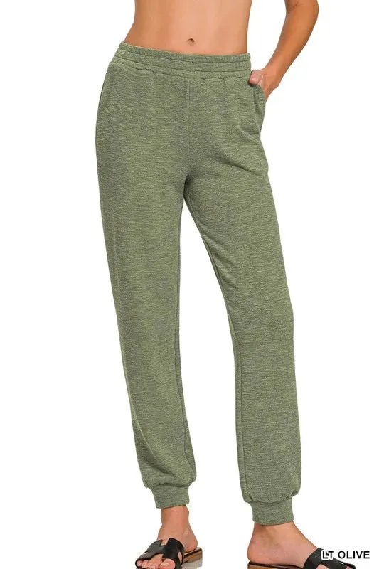 Zenana Cotton Slub Jogger Pants sold by Charming Charlie