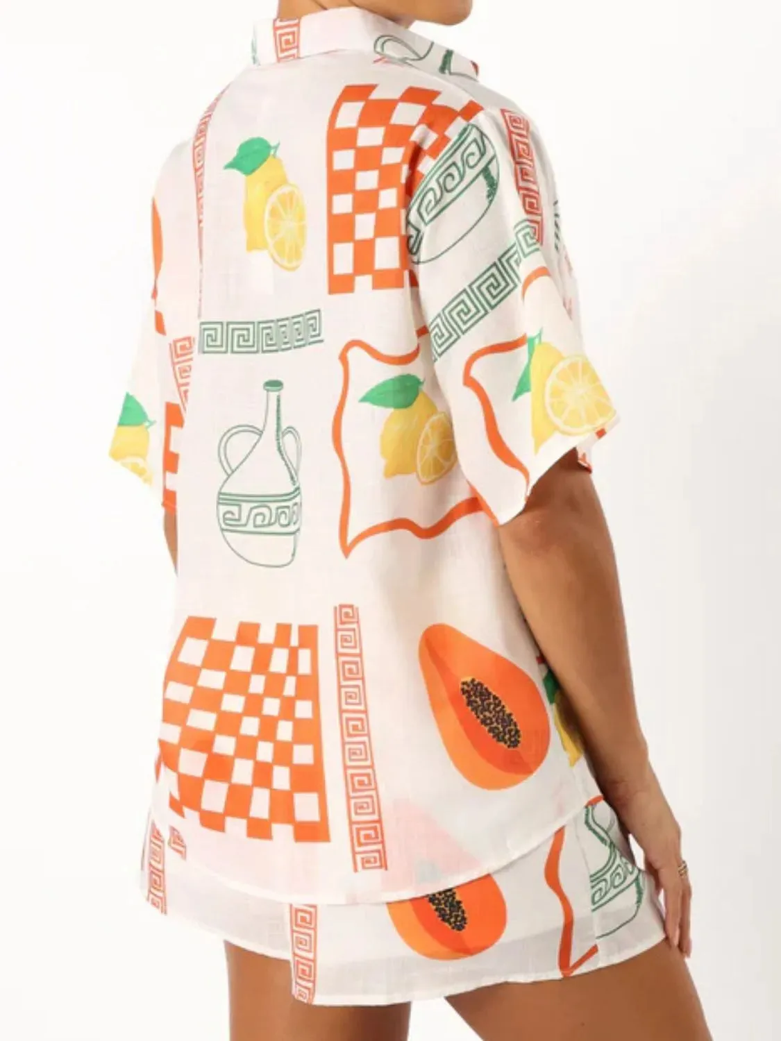 Printed Button Up Top and Shorts Set sold by Charming Charlie product image thumbnail 3