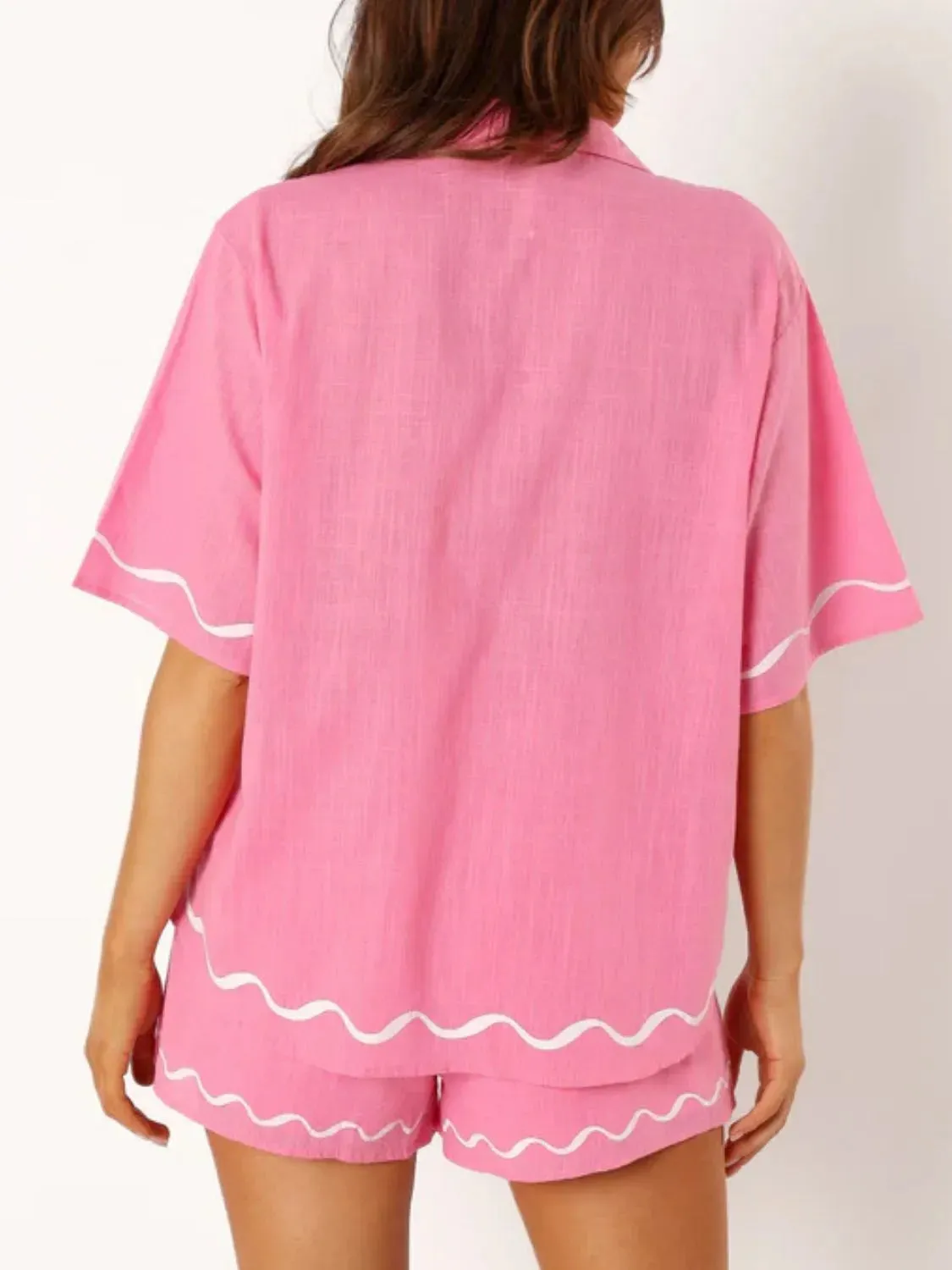 Button Up Half Sleeve Top and Shorts Set sold by Charming Charlie product image thumbnail 4