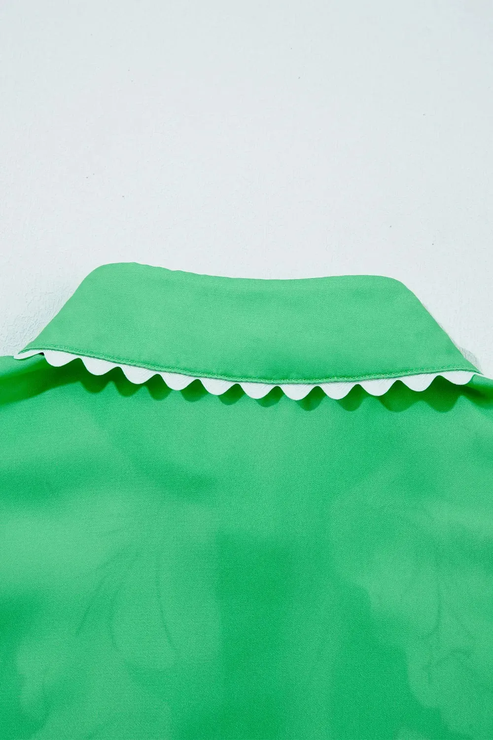 Floral Ric Rac Edge Puff Sleeve Button Up Summer Shirt sold by Charming Charlie product image thumbnail 5