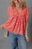 Zebra Stripe Print Ruched Cuff Half Sleeve V Neck Blouse sold by Charming Charlie
