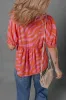 Zebra Stripe Print Ruched Cuff Half Sleeve V Neck Blouse sold by Charming Charlie