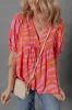 Zebra Stripe Print Ruched Cuff Half Sleeve V Neck Blouse sold by Charming Charlie