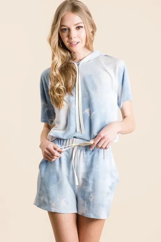 BiBi Tie Dye French Terry Casual Shorts with Twill Tape sold by Charming Charlie product image thumbnail 2