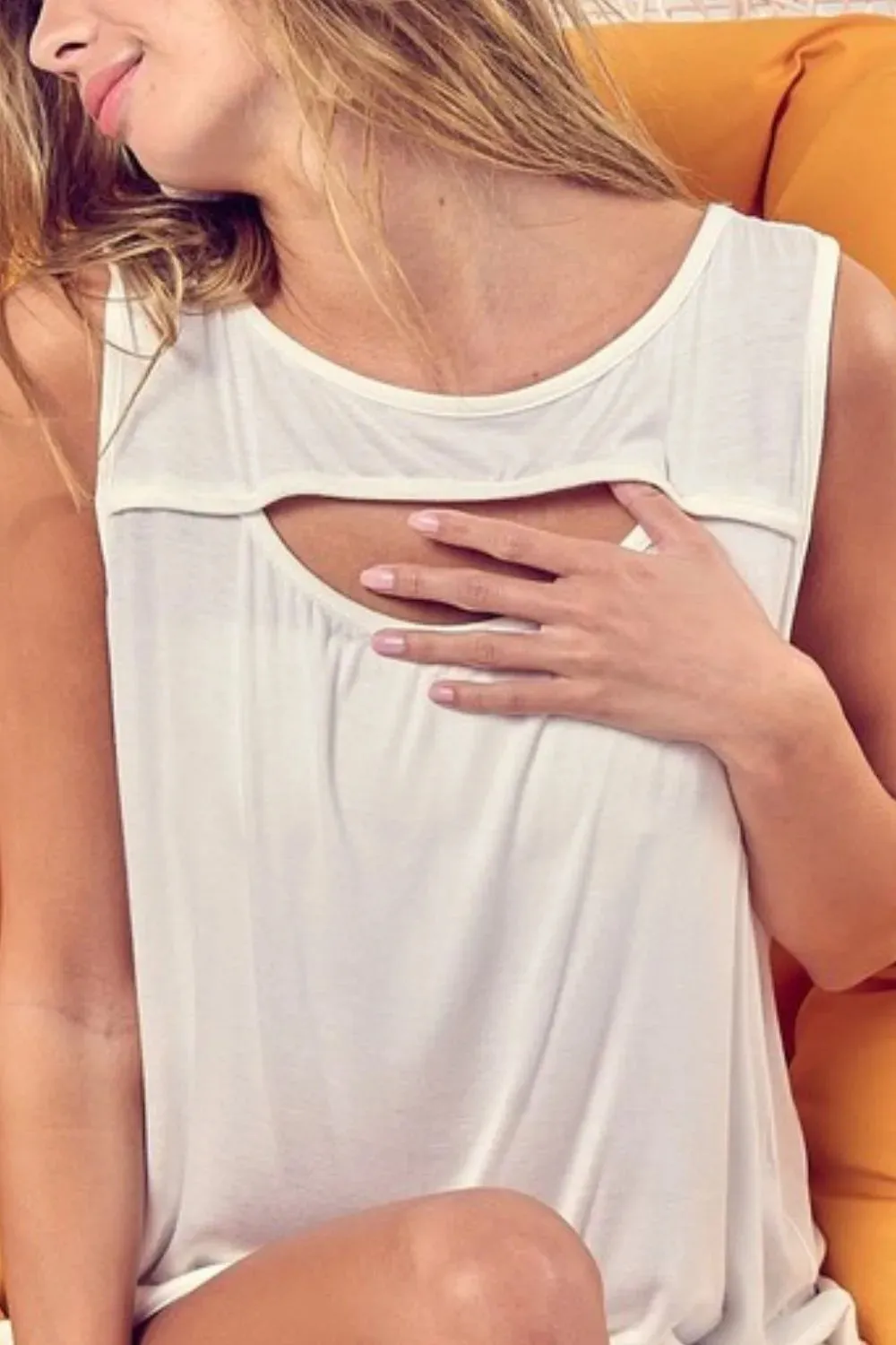 BiBi Rayon Span Knit With Cut Out Front Sleeveless Top sold by Charming Charlie product image thumbnail 2