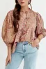 Floral Print Bow Pintuck Bust Half Puff Sleeve Blouse Top sold by Charming Charlie