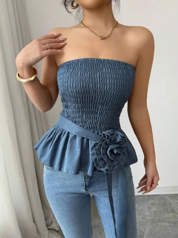 Flower Smocked Tube Top sold by Charming Charlie