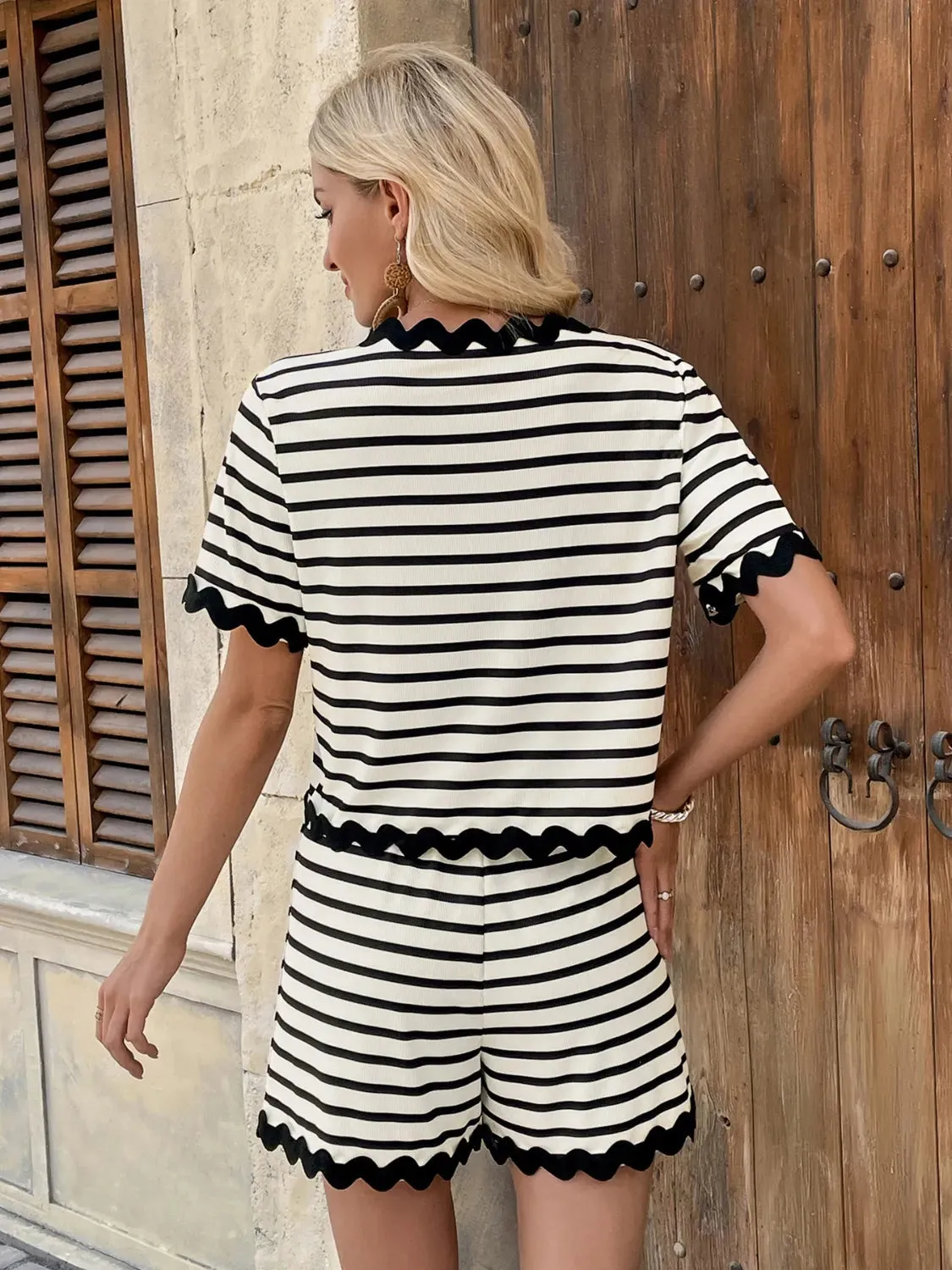 Tied Front Striped Top and Shorts Set sold by Charming Charlie product image thumbnail 4