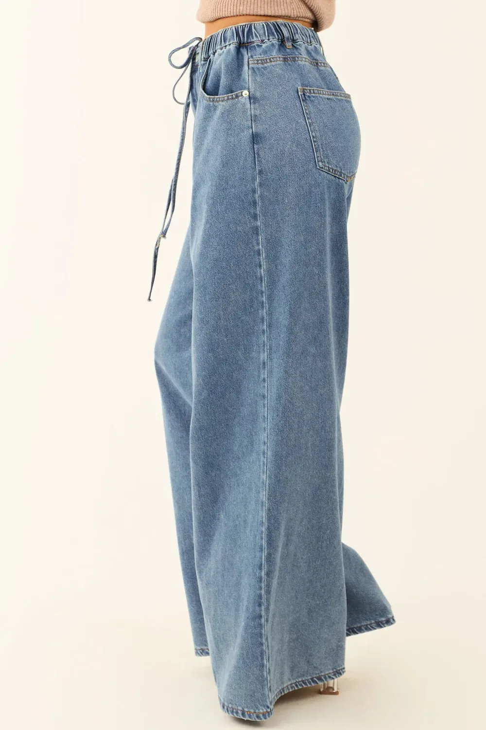 Medium Wash Super Wide Leg Denim Pants sold by Charming Charlie product image thumbnail 2