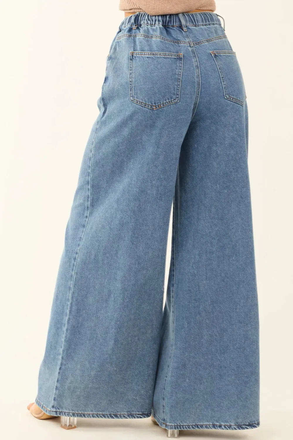 Medium Wash Super Wide Leg Denim Pants sold by Charming Charlie product image thumbnail 3