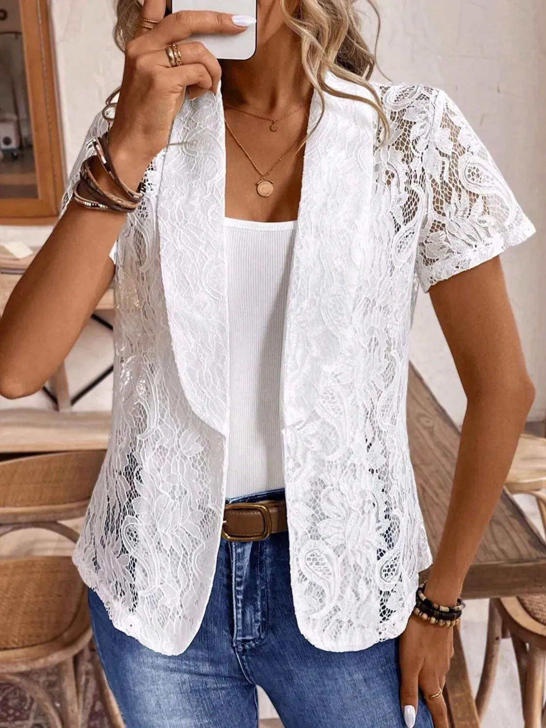 Lapel Collar Lace Blazer sold by Charming Charlie product image thumbnail 5
