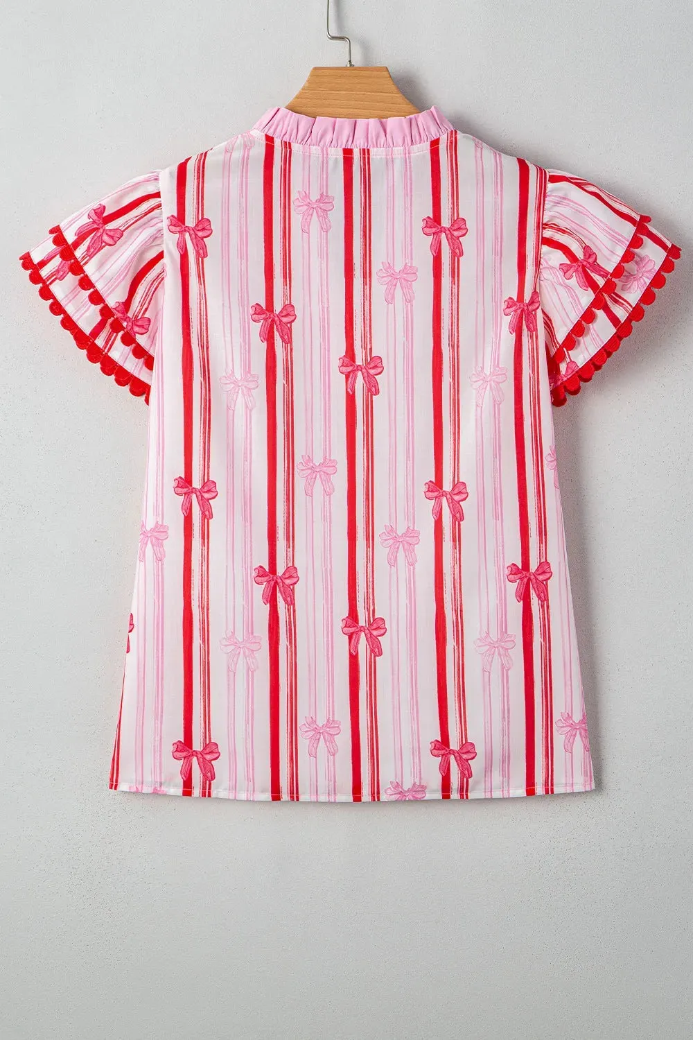 Ric-Rac Trim Ruffled Sleeve Striped Printed Blouse sold by Charming Charlie product image thumbnail 4