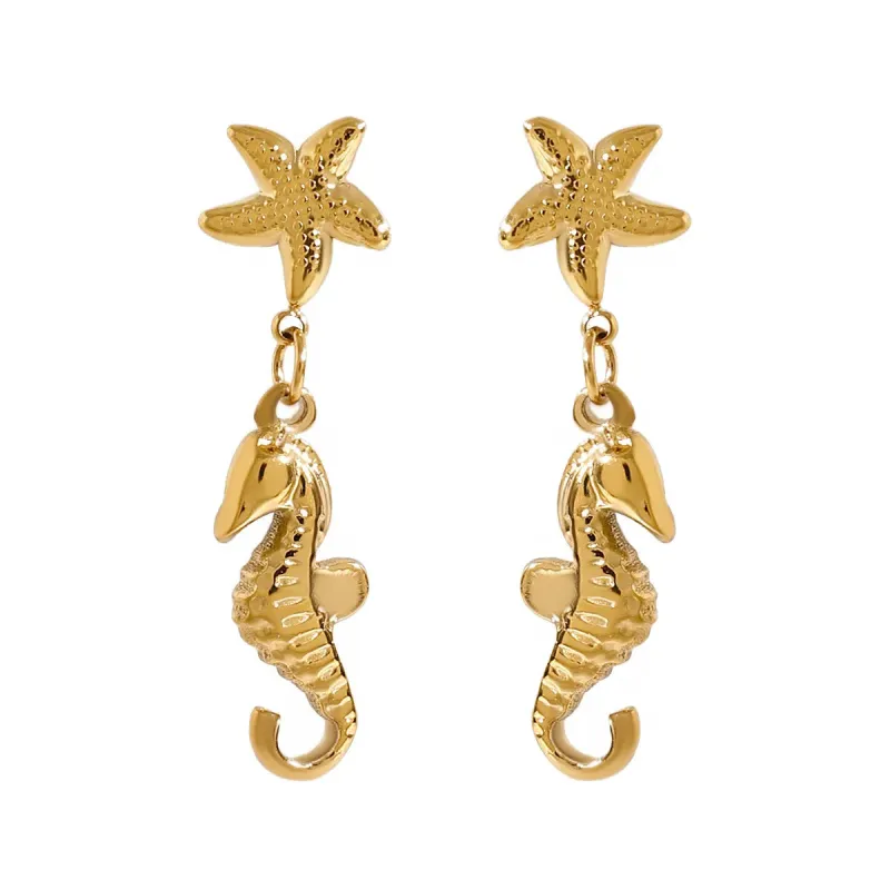 18K Gold-Plated Starfish Seahorse Earrings sold by Charming Charlie