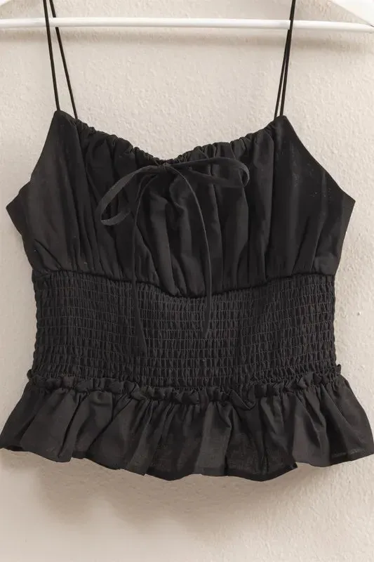 HYFVE Poplin Smocked Waist Summery Cami Top sold by Charming Charlie product image thumbnail 4