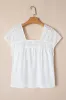 Hollowed Lace Patchwork Square Neck Short Sleeve Blouse sold by Charming Charlie