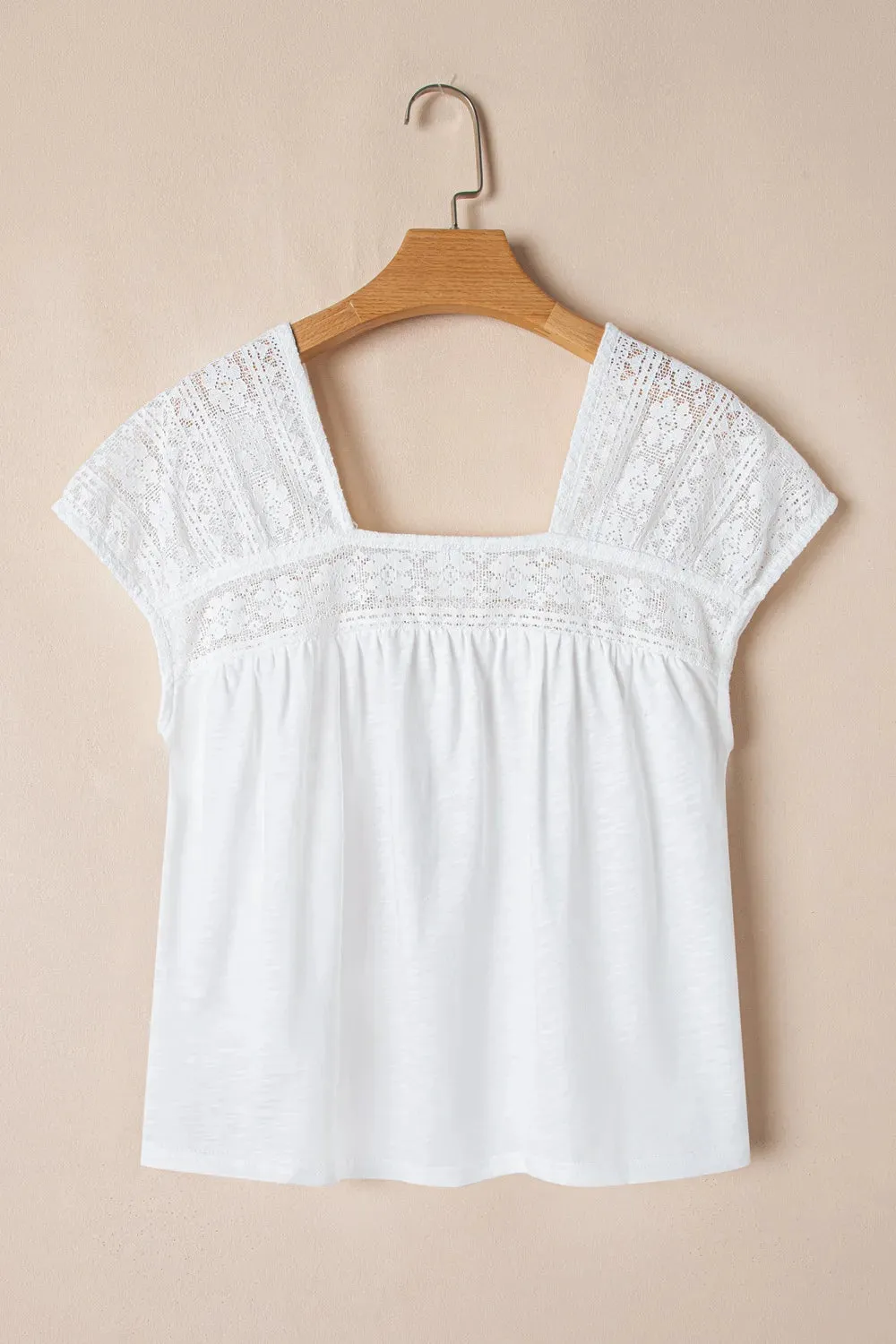 Hollowed Lace Patchwork Square Neck Short Sleeve Blouse sold by Charming Charlie product image thumbnail 4