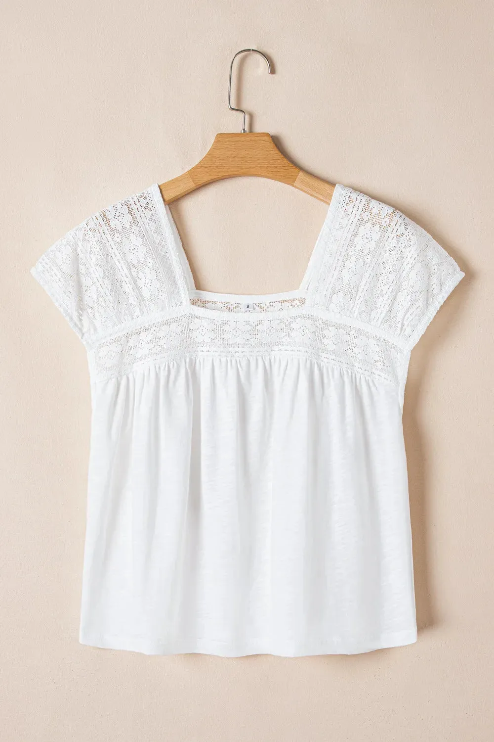 Hollowed Lace Patchwork Square Neck Short Sleeve Blouse sold by Charming Charlie product image thumbnail 3