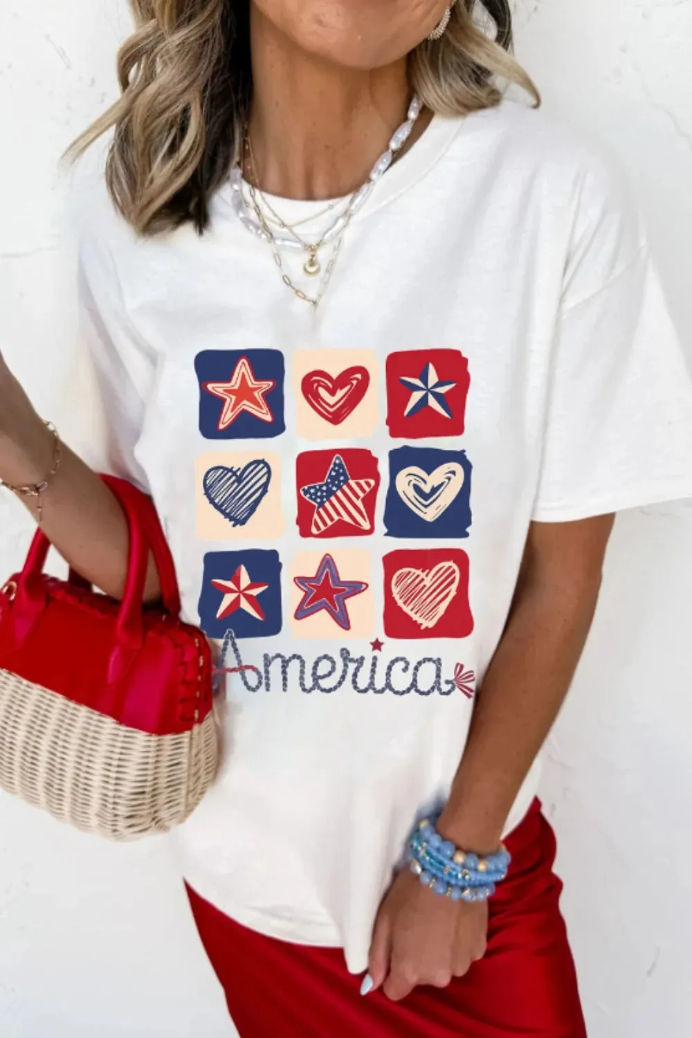 American Heart Star Checkered Graphic Tee sold by Charming Charlie product image thumbnail 2