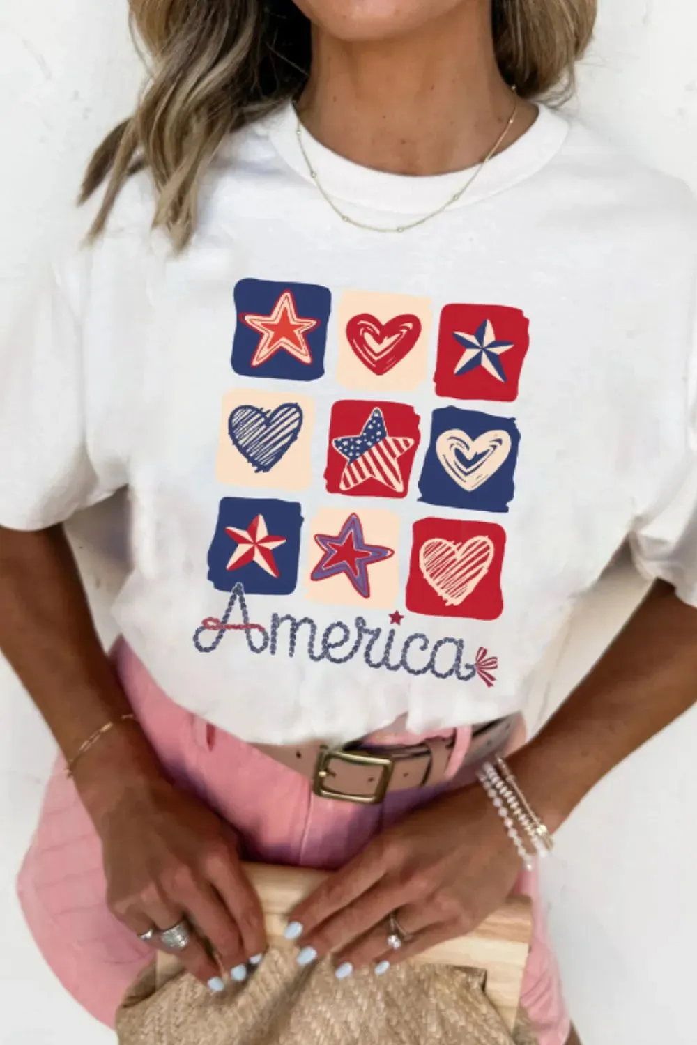 American Heart Star Checkered Graphic Tee sold by Charming Charlie product image thumbnail 3