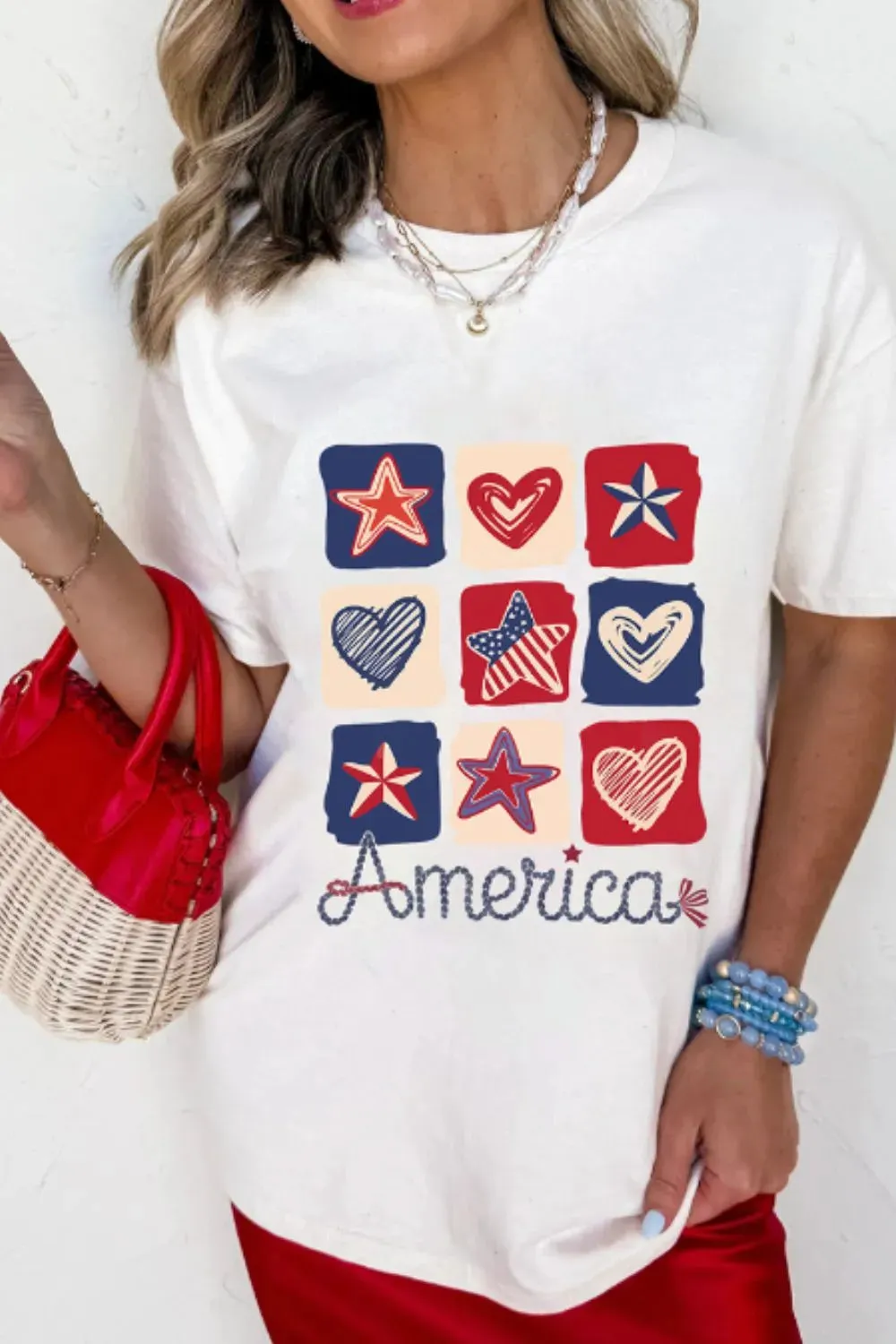 American Heart Star Checkered Graphic Tee sold by Charming Charlie product image thumbnail 4