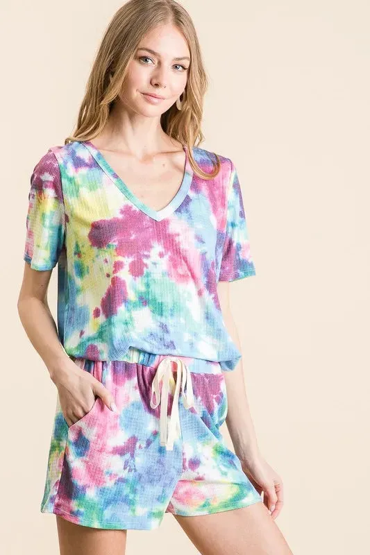 BiBi Tie Dye French Terry Casual Shorts sold by Charming Charlie