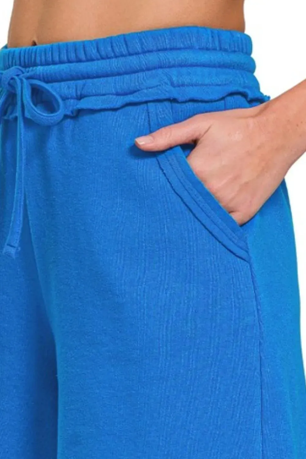 Zenana Fleece Raw Hem Shorts With Draw String sold by Charming Charlie product image thumbnail 2
