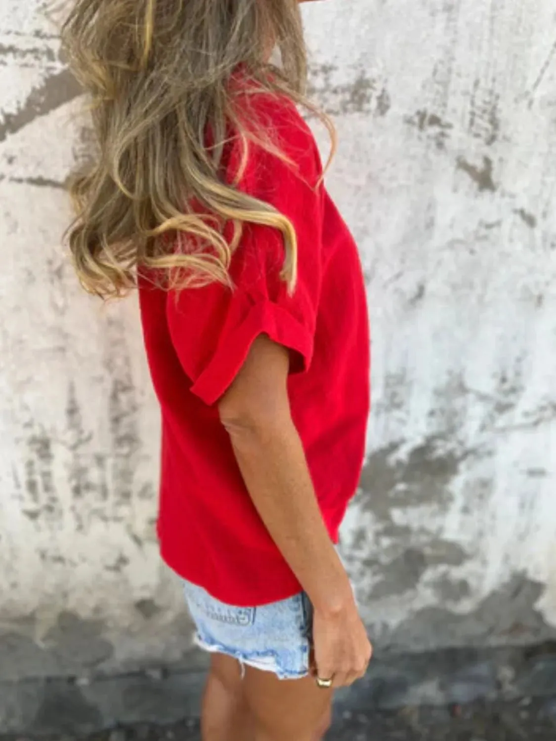 Full Size Round Neck Short Sleeve T-Shirt Plus Size sold by Charming Charlie product image thumbnail 4