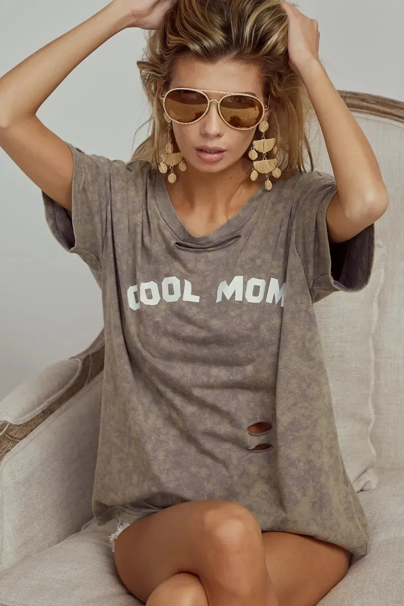 BiBi Washed Laser Cut Detail Cool Mom Print Top sold by Charming Charlie product image thumbnail 4