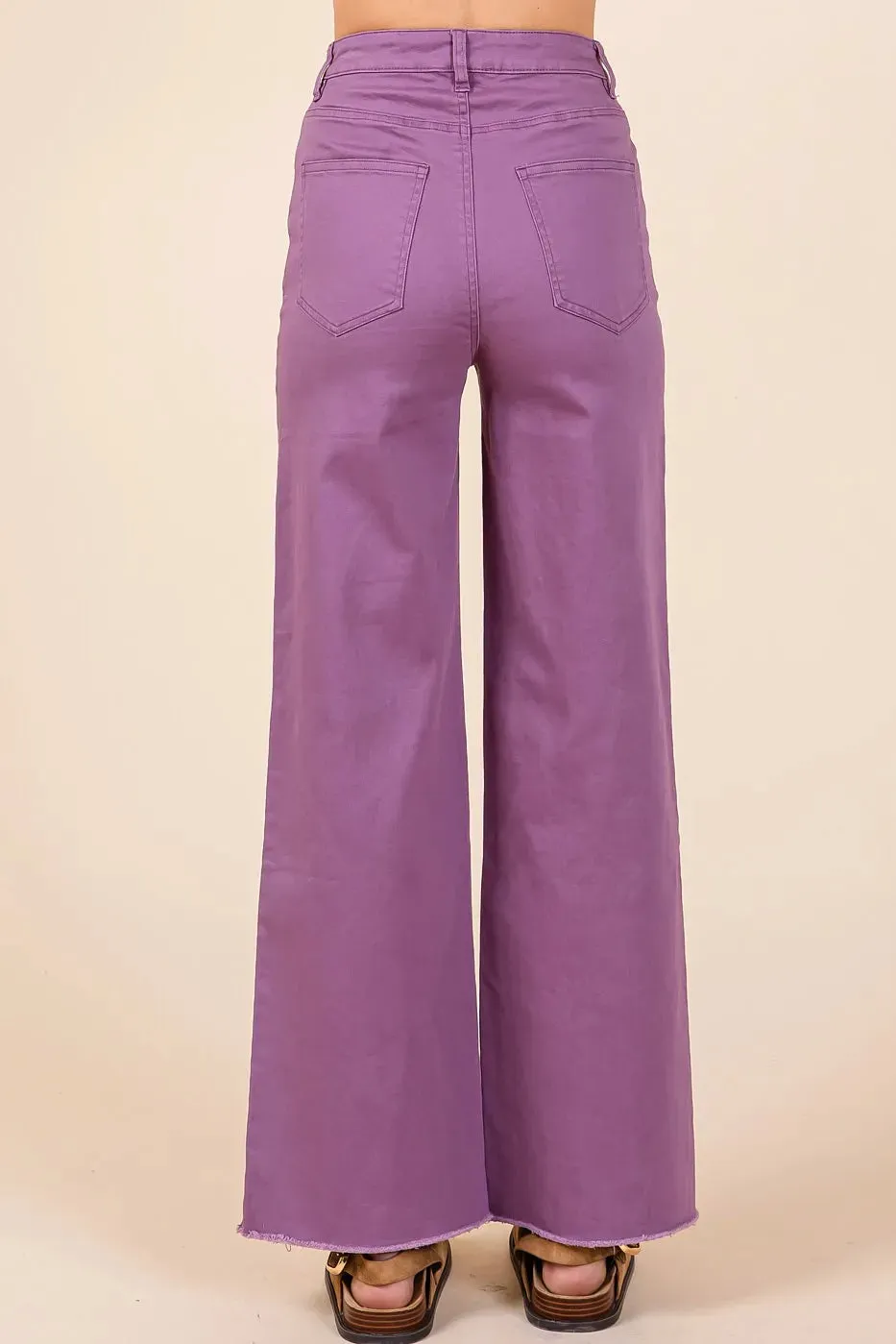 Mittoshop Twill High Waisted Button Fly Wide Leg Pants sold by Charming Charlie product image thumbnail 3