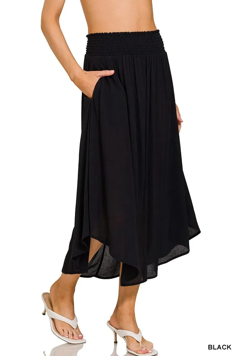 Zenana Woven Crinkle Smocked Waist Maxi Skirt W Pockets sold by Charming Charlie product image thumbnail 4