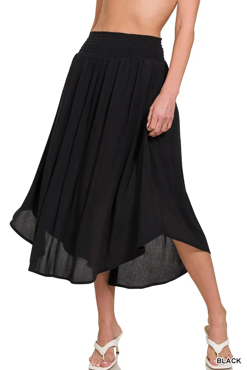Zenana Woven Crinkle Smocked Waist Maxi Skirt W Pockets sold by Charming Charlie product image thumbnail 2