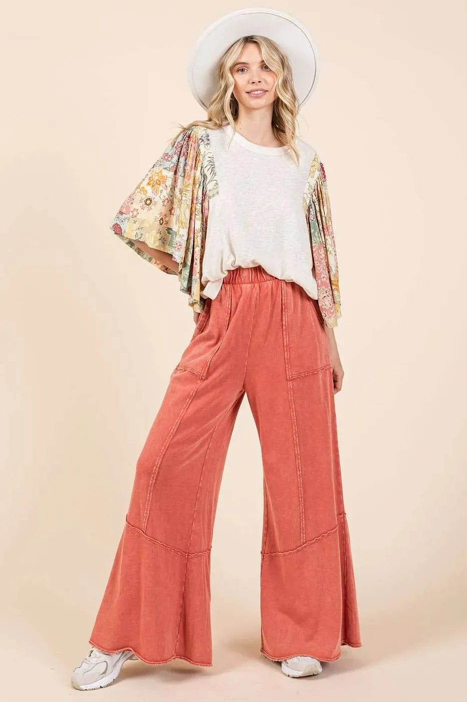 Mittoshop Mineral Wash Wide Flared Leg Pants sold by Charming Charlie product image thumbnail 4
