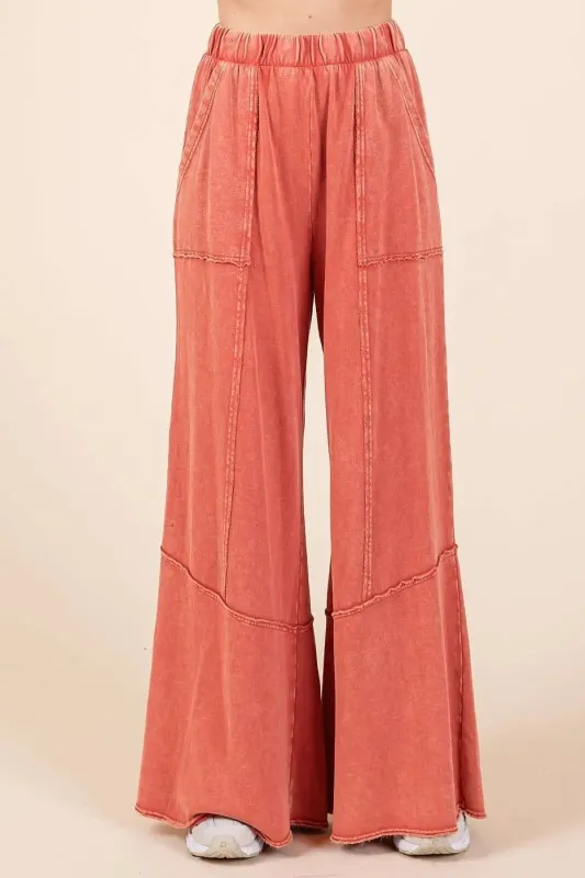 Mittoshop Mineral Wash Wide Flared Leg Pants sold by Charming Charlie