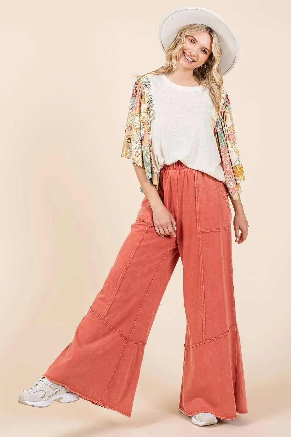 Mittoshop Mineral Wash Wide Flared Leg Pants sold by Charming Charlie product image thumbnail 5