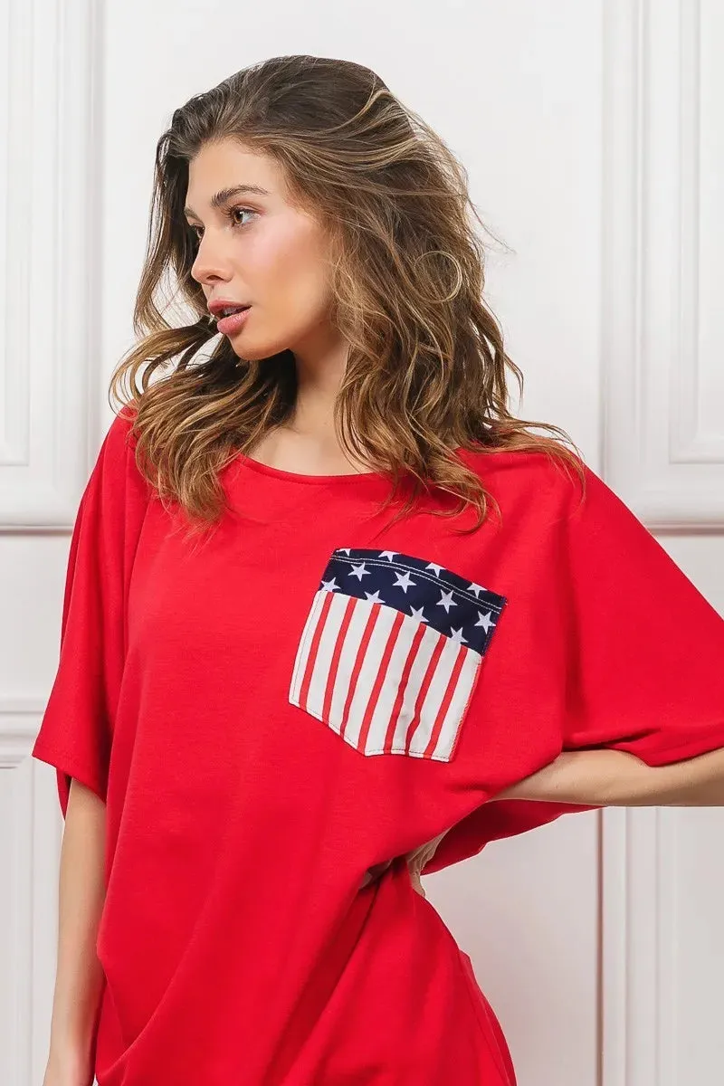 BiBi French Terry With Front Pocket Dolman Sleeves Top sold by Charming Charlie product image thumbnail 2