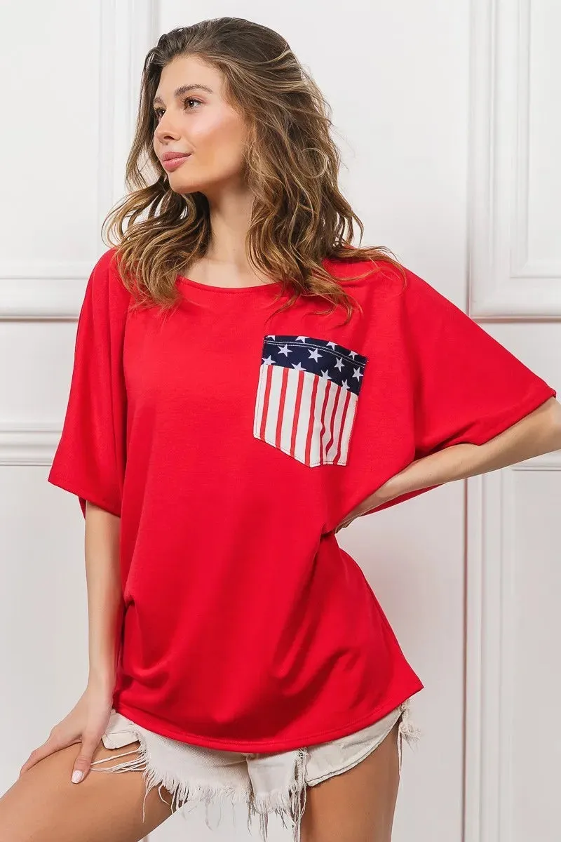 BiBi French Terry With Front Pocket Dolman Sleeves Top sold by Charming Charlie product image thumbnail 4