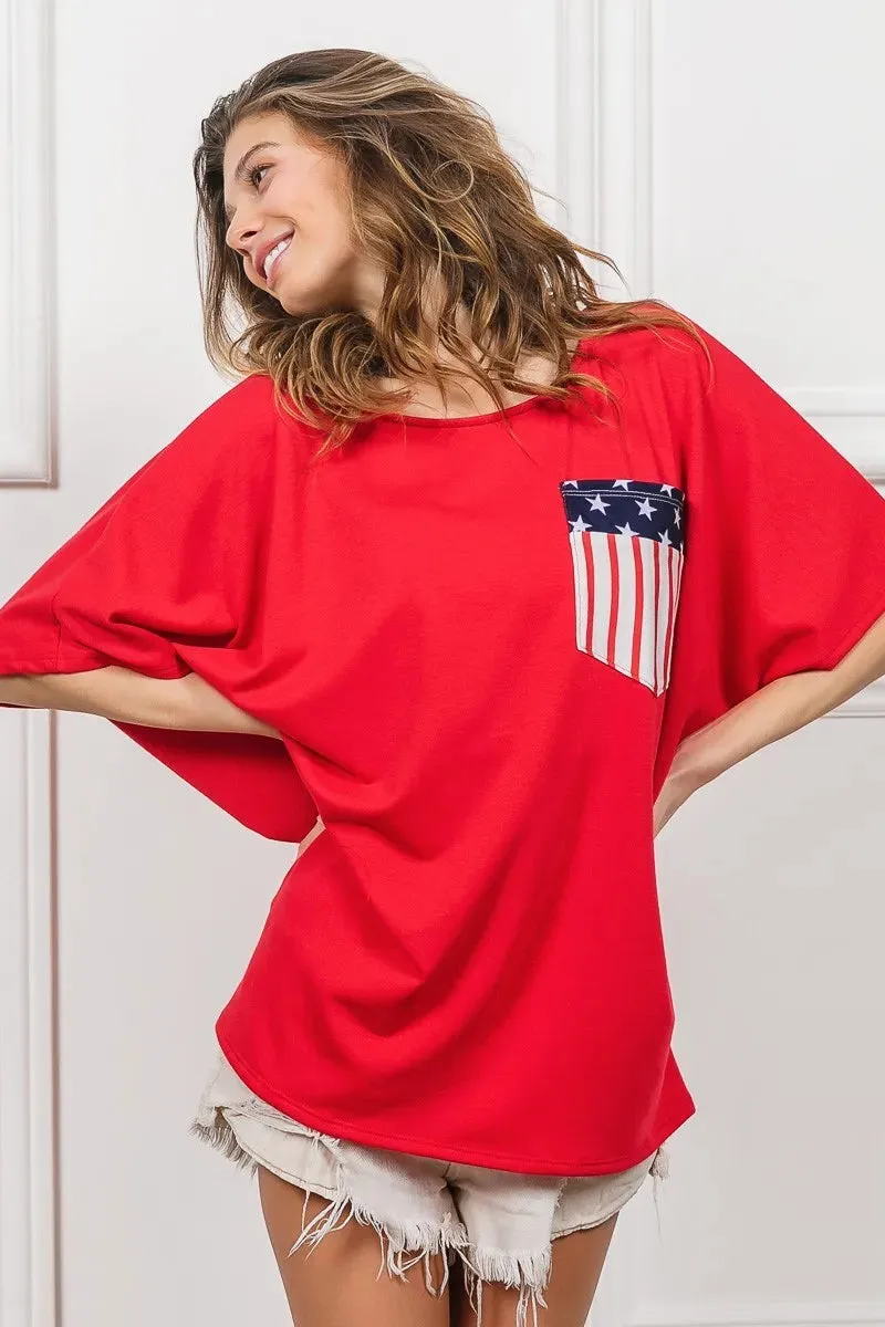 BiBi French Terry With Front Pocket Dolman Sleeves Top sold by Charming Charlie product image thumbnail 3