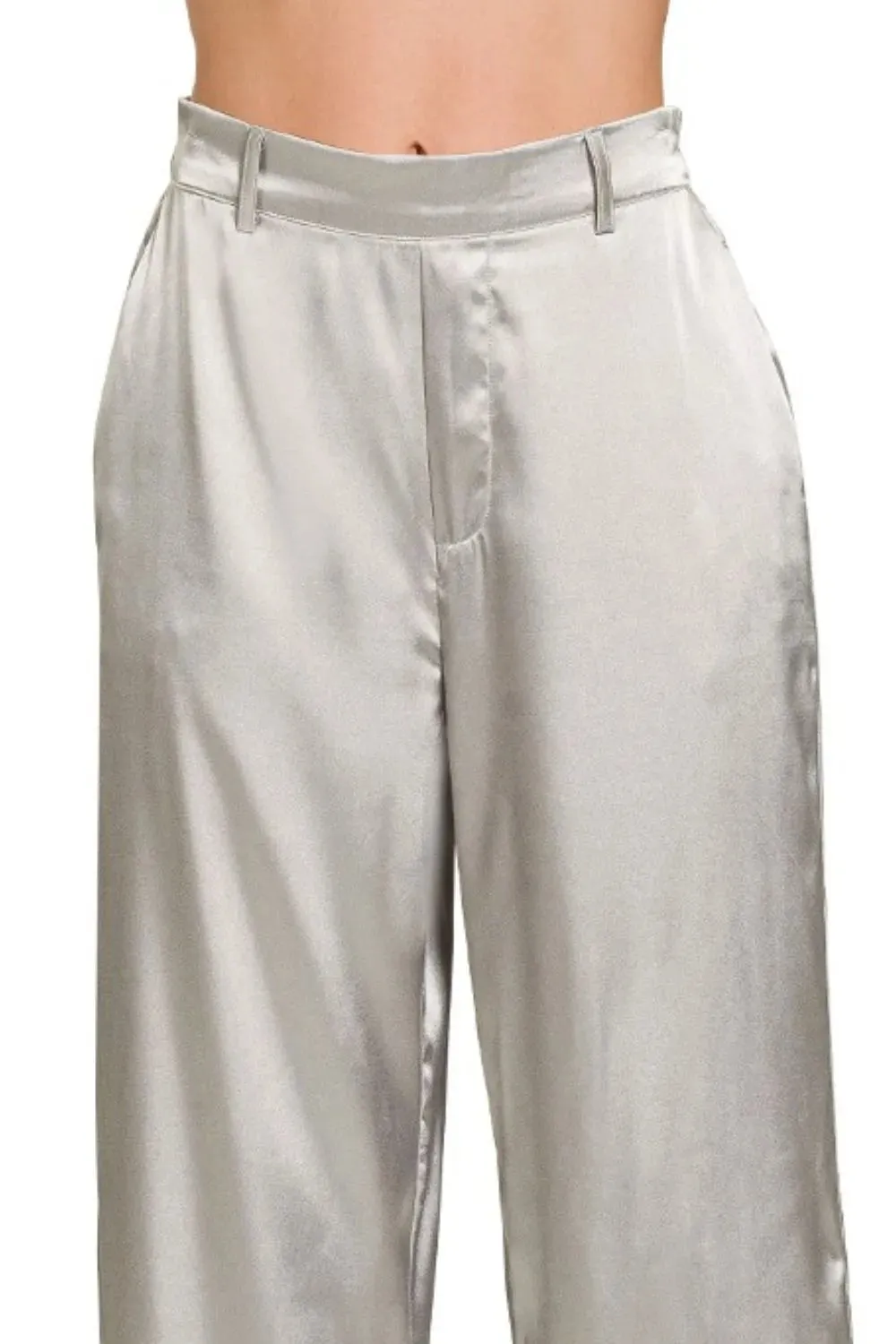 Zenana Wide-Leg Satin Pants sold by Charming Charlie product image thumbnail 3