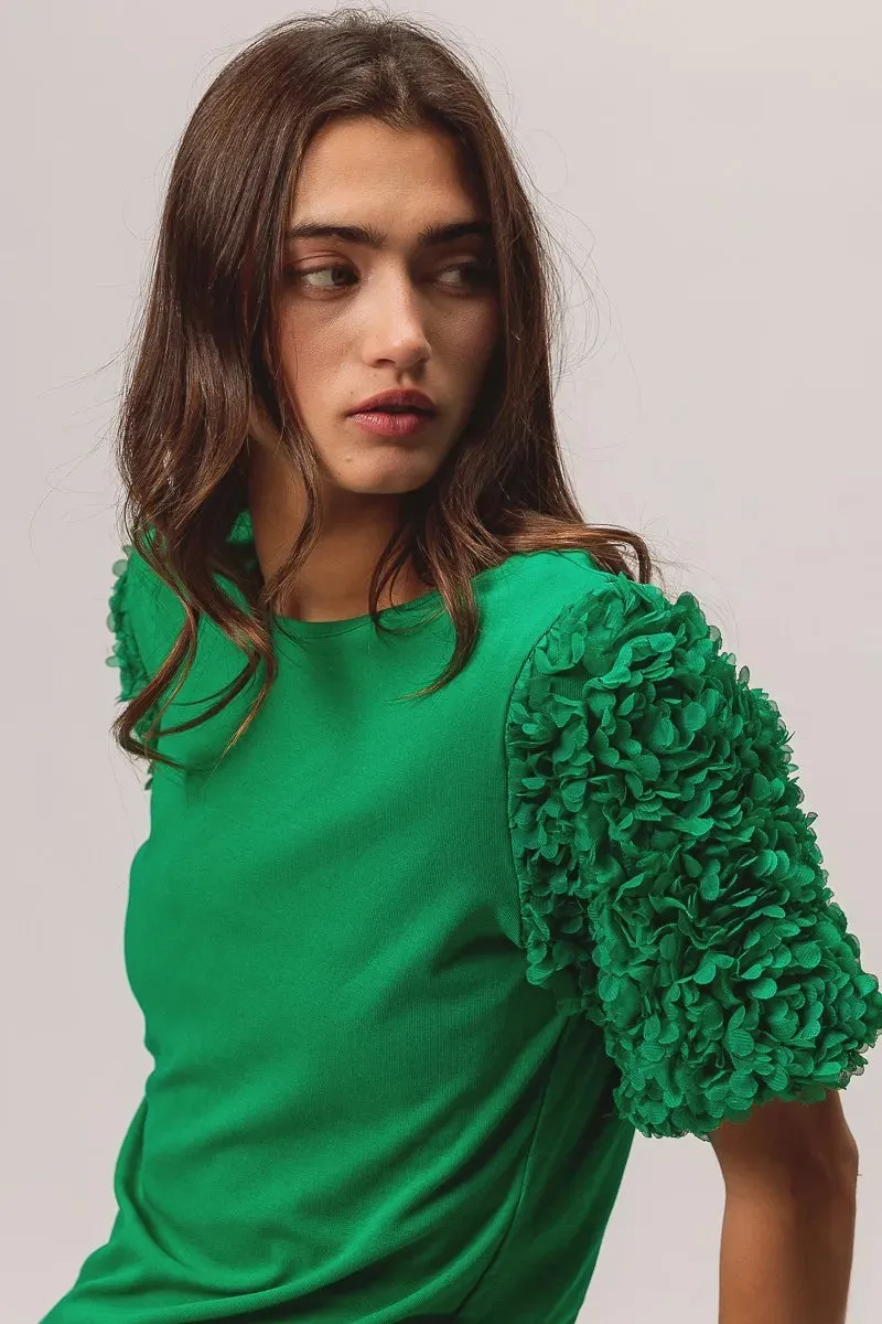 BiBi Short Mesh Flower Sleeve Knit Top sold by Charming Charlie product image thumbnail 3