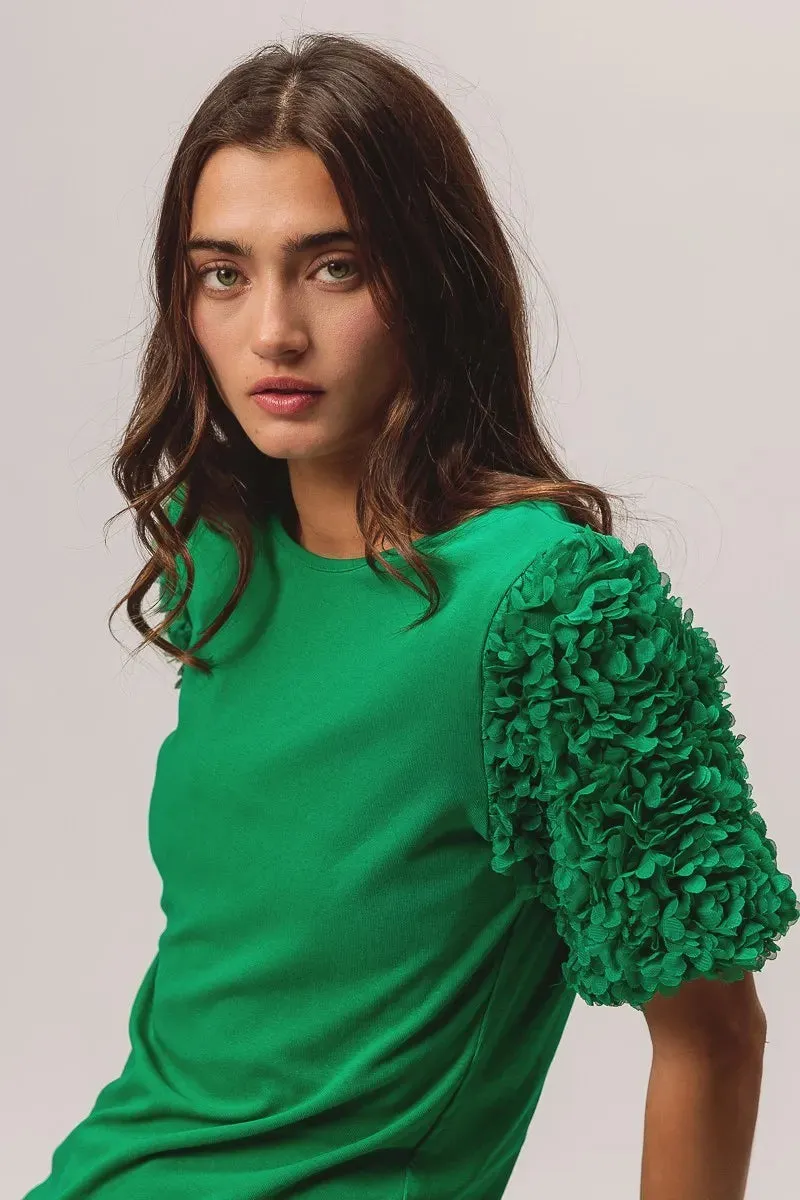 BiBi Short Mesh Flower Sleeve Knit Top sold by Charming Charlie product image thumbnail 4