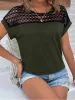 Lace Round Neck Short Sleeve T-Shirt sold by Charming Charlie