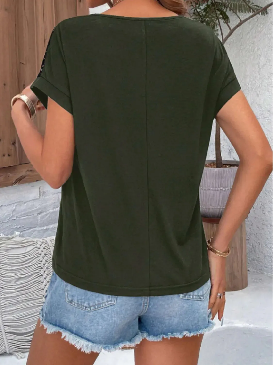 Lace Round Neck Short Sleeve T-Shirt sold by Charming Charlie product image thumbnail 5