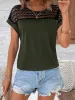 Lace Round Neck Short Sleeve T-Shirt sold by Charming Charlie