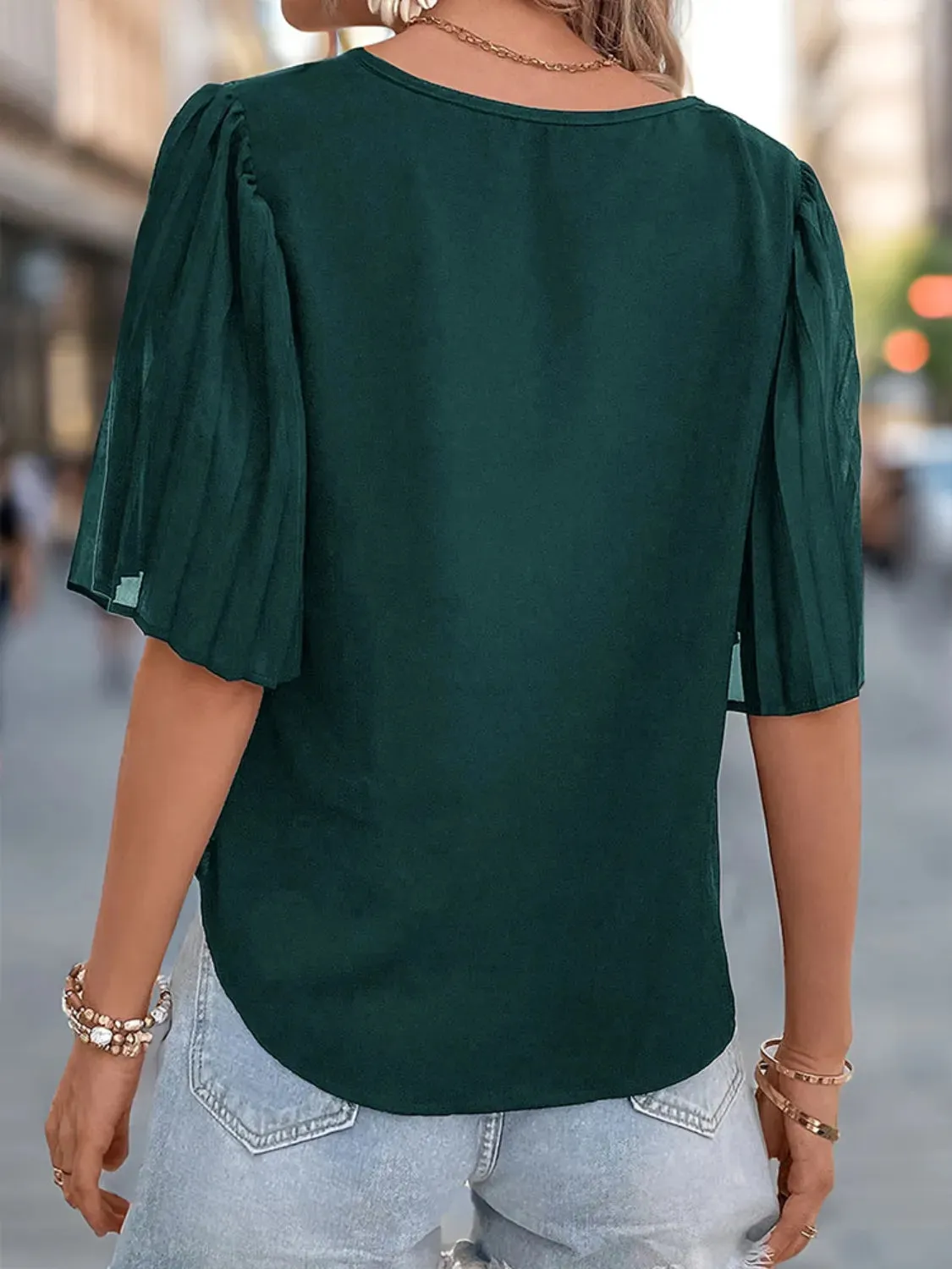 V-Neck Half Sleeve Blouse sold by Charming Charlie product image thumbnail 5