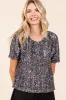 Mittoshop Sequin Short Sleeve Round Neck Cropped Blouse sold by Charming Charlie