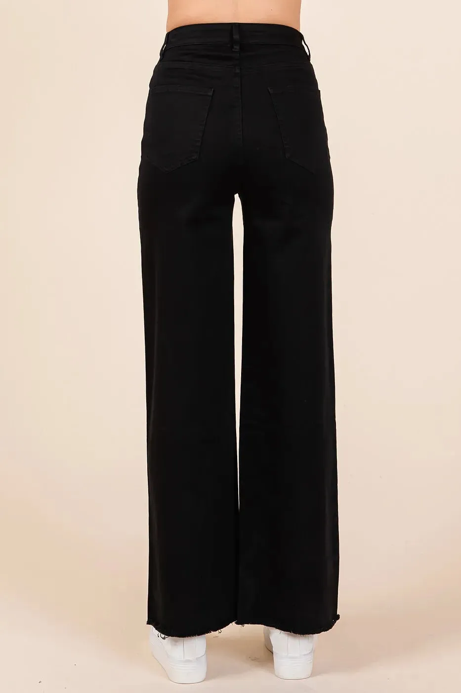 Mittoshop Twill High Waisted Button Fly Wide Leg Pants sold by Charming Charlie product image thumbnail 4