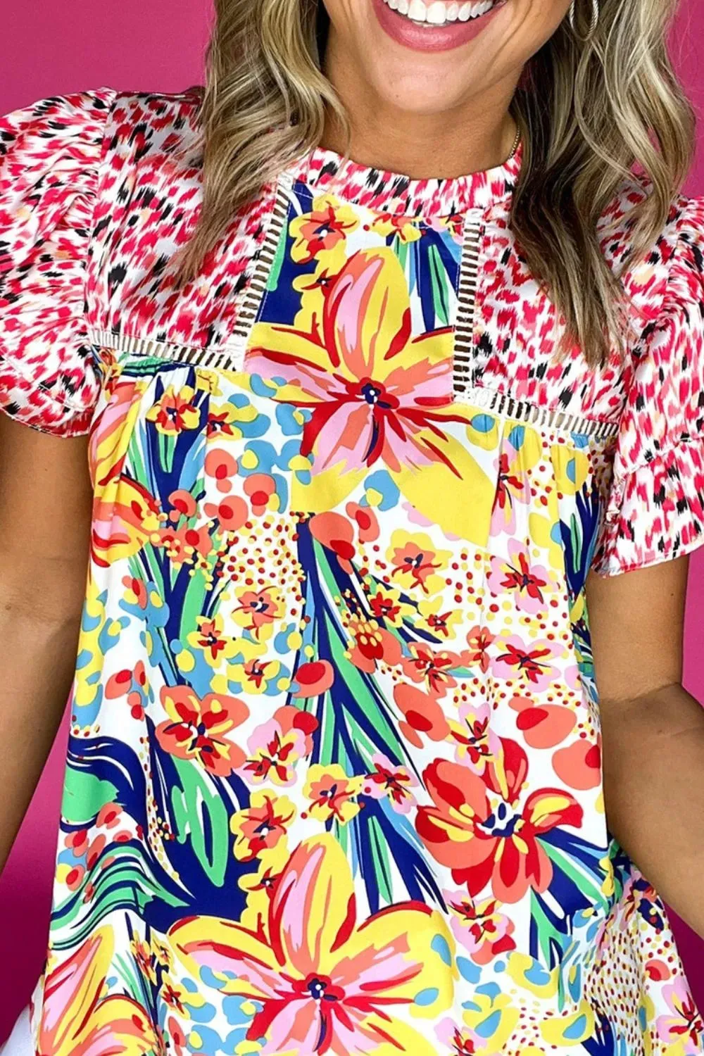 Printed Round Neck Cap Sleeve Blouse sold by Charming Charlie product image thumbnail 5