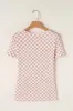 Checkered Ribbed Slim Fit Crew Neck T Shirt sold by Charming Charlie
