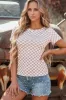 Checkered Ribbed Slim Fit Crew Neck T Shirt sold by Charming Charlie